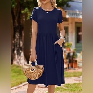 Elegant Navy Blue Midi Dress